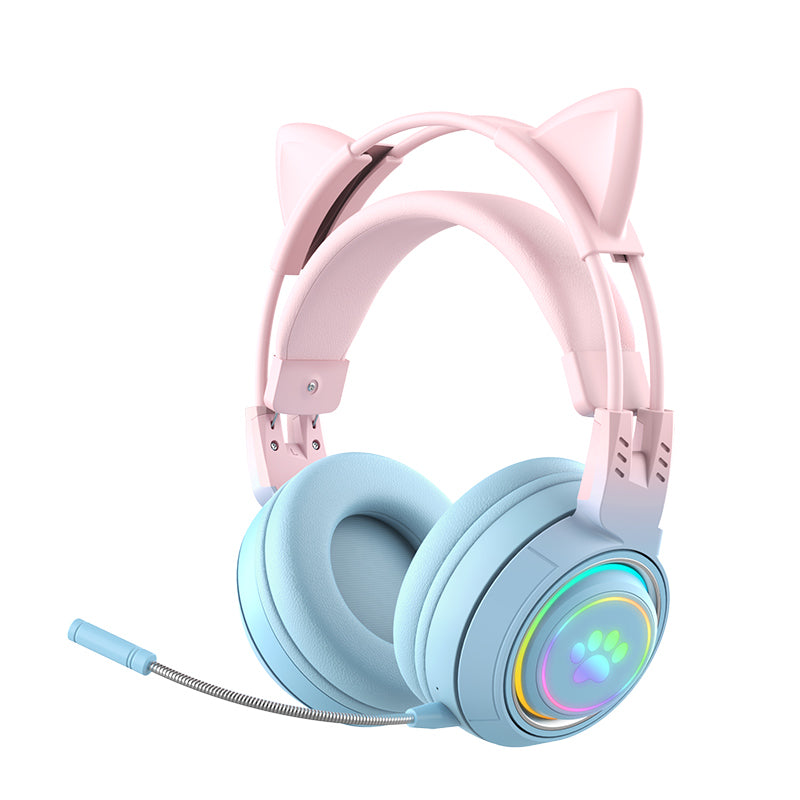 T25 Cute Cat Ears Headphones RGB Lighting Bluetooth Wireless Headset with Detachable Mic T25 Cute Cat Ears Headphones RGB Lighting Bluetooth Wireless Headset with Detachable Mic